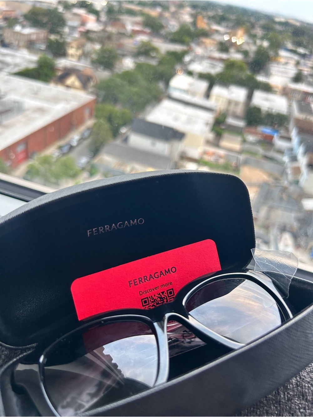 Salvatore Ferragamo Black Sunglasses with Red Logo Card
